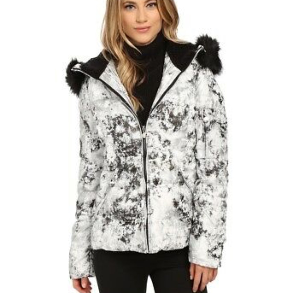 Betsey Johnson Marble print Puffer jacket Small